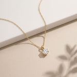 1CTW Round Cut Lab Grown Minimalist Diamond Solitaire Pendant Necklace Gold