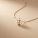 1CTW Round Cut Lab Grown Minimalist Diamond Solitaire Pendant Necklace Gold
