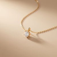 1CTW Round Cut Lab Grown Minimalist Diamond Solitaire Pendant Necklace Gold