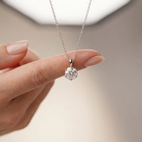 1CTW Round Cut Lab Grown Minimalist Diamond Solitaire Pendant Necklace White