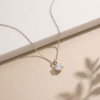 1CTW Round Cut Lab Grown Minimalist Diamond Solitaire Pendant Necklace White