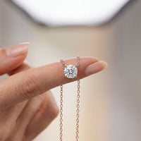 1CTW Round Cut Lab Grown Diamond Four-Prong Solitaire Pendant Necklace Rose Gold
