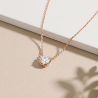 1CTW Round Cut Lab Grown Diamond Four-Prong Solitaire Pendant Necklace Rose Gold
