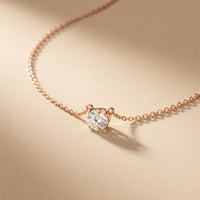1CTW Round Cut Lab Grown Diamond Four-Prong Solitaire Pendant Necklace Rose Gold