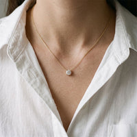 1CTW Round Cut Lab Grown Diamond Four-Prong Solitaire Pendant Necklace Gold