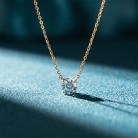 1CTW Round Cut Lab Grown Diamond Four-Prong Solitaire Pendant Necklace Gold