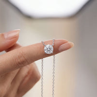 1CTW Round Cut Lab Grown Diamond Four-Prong Solitaire Pendant Necklace White