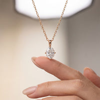 1CTW Oval Cut Lab Grown Diamond Solitaire Pendant Necklace Rose Gold