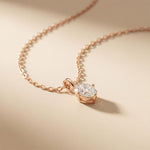 1CTW Oval Cut Lab Grown Diamond Solitaire Pendant Necklace Rose Gold
