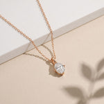 1CTW Oval Cut Lab Grown Diamond Solitaire Pendant Necklace Rose Gold