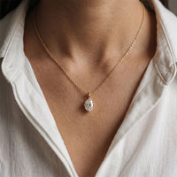 1CTW Oval Cut Lab Grown Diamond Solitaire Pendant Necklace Gold