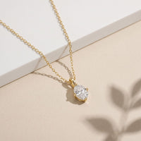 1CTW Oval Cut Lab Grown Diamond Solitaire Pendant Necklace Gold