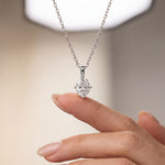 1CTW Oval Cut Lab Grown Diamond Solitaire Pendant Necklace White