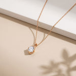 1CTW Oval Cut Lab Grown Diamond Grace Solitaire Pendant Necklace Rose Gold