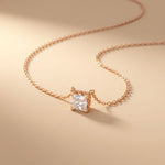 1CTW Princess Cut Lab Grown Diamond Solitaire Pendant Necklace Rose Gold