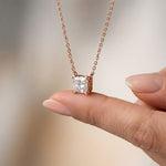 1CTW Princess Cut Lab Grown Diamond Solitaire Pendant Necklace Rose Gold