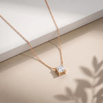 1CTW Princess Cut Lab Grown Diamond Solitaire Pendant Necklace Rose Gold