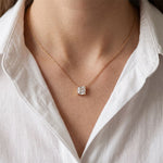 1CTW Princess Cut Lab Grown Diamond Solitaire Pendant Necklace Rose Gold
