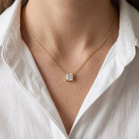 1CTW Princess Cut Lab Grown Diamond Solitaire Pendant Necklace Gold