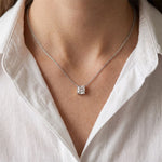 1CTW Princess Cut Lab Grown Diamond Solitaire Pendant Necklace White