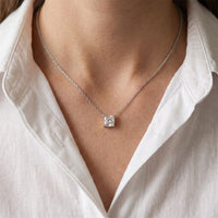 1CTW Princess Cut Lab Grown Diamond Solitaire Pendant Necklace White