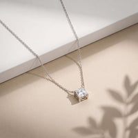 1CTW Princess Cut Lab Grown Diamond Solitaire Pendant Necklace White