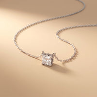 1CTW Princess Cut Lab Grown Diamond Solitaire Pendant Necklace White