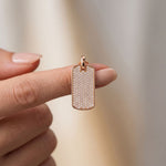 1.40 Ct Round Cut Lab Grown Diamond Pavé Dog Tag Pendant for Women Rose Gold