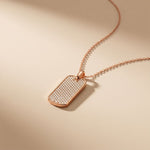 1.40 Ct Round Cut Lab Grown Diamond Pavé Dog Tag Pendant for Women Rose Gold