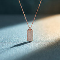 1.40 Ct Round Cut Lab Grown Diamond Pavé Dog Tag Pendant for Women Rose Gold