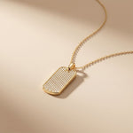 1.40 Ct Round Cut Lab Grown Diamond Pavé Dog Tag Pendant for Women Gold