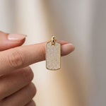 1.40 Ct Round Cut Lab Grown Diamond Pavé Dog Tag Pendant for Women Gold