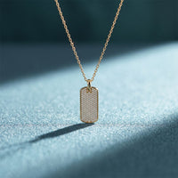 1.40 Ct Round Cut Lab Grown Diamond Pavé Dog Tag Pendant for Women Gold