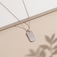 1.40 Ct Round Cut Lab Grown Diamond Pavé Dog Tag Pendant for Women White
