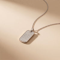 1.40 Ct Round Cut Lab Grown Diamond Pavé Dog Tag Pendant for Women White