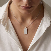 1.40 Ct Round Cut Lab Grown Diamond Pavé Dog Tag Pendant for Women White