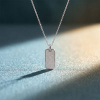 1.40 Ct Round Cut Lab Grown Diamond Pavé Dog Tag Pendant for Women White