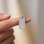 1.40 Ct Round Cut Lab Grown Diamond Pavé Dog Tag Pendant for Women White