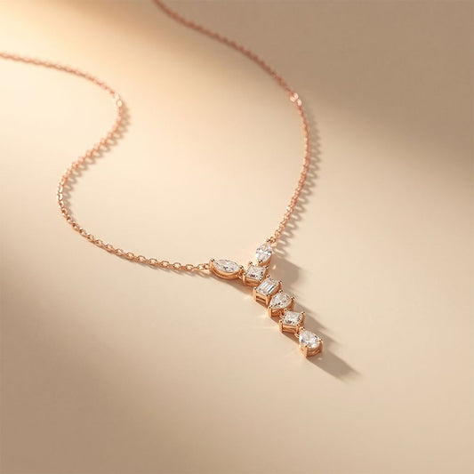 3.50 Ct Multi Cut Lab Grown Diamond Drop Pendant for Women Rose Gold
