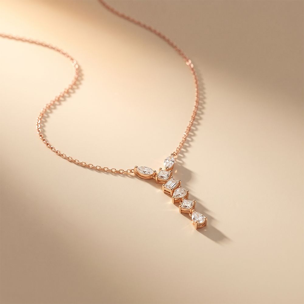 3.50 Ct Multi Cut Lab Grown Diamond Drop Pendant for Women Rose Gold