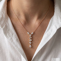 3.50 Ct Multi Cut Lab Grown Diamond Drop Pendant for Women Rose Gold