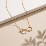 0.25 Ct Round Cut Lab Grown Diamond Infinity Butterfly Necklace for Women Rose Gold