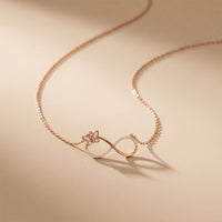 0.25 Ct Round Cut Lab Grown Diamond Infinity Butterfly Necklace for Women Rose Gold