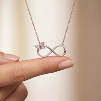 0.25 Ct Round Cut Lab Grown Diamond Infinity Butterfly Necklace for Women Rose Gold