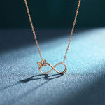 0.25 Ct Round Cut Lab Grown Diamond Infinity Butterfly Necklace for Women Rose Gold