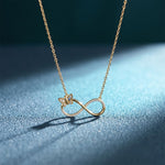 0.25 Ct Round Cut Lab Grown Diamond Infinity Butterfly Necklace for Women Gold