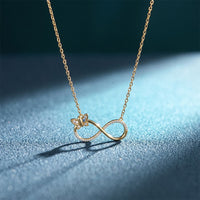 0.25 Ct Round Cut Lab Grown Diamond Infinity Butterfly Necklace for Women Gold