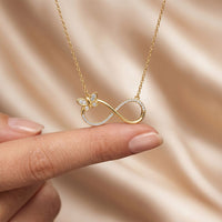 0.25 Ct Round Cut Lab Grown Diamond Infinity Butterfly Necklace for Women Gold