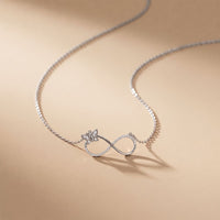 0.25 Ct Round Cut Lab Grown Diamond Infinity Butterfly Necklace for Women White