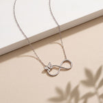 0.25 Ct Round Cut Lab Grown Diamond Infinity Butterfly Necklace for Women White